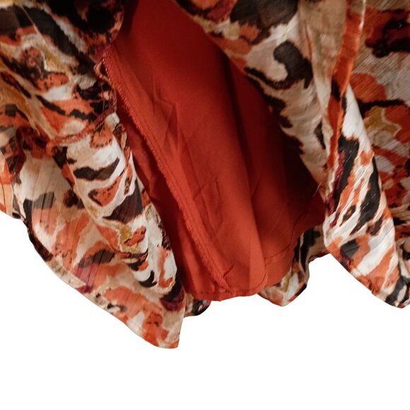 Shein Frenchy Floral Midi Dress Orange Multi Long Sleeve V Neck Womens M - Picture 9 of 10